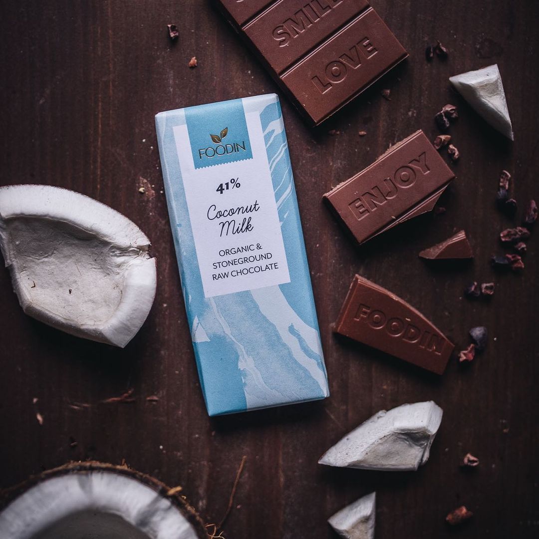 【FOODIN】Raw Chocolate Coconut Milk 41%, Organic 40g|ローチョコレート ココナッツミルク 単品